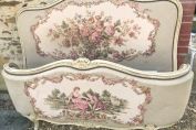 WONDERFUL VINTAGE FRENCH LOUIS XV STYLE DEMI-CORBEILLE DOUBLE BED