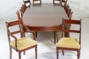 Regency Style Large Mahogany Dining Table & 14 x Dining Chairs (2 x Carver / Arm Chairs)