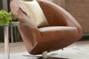 Cross base leather armchair