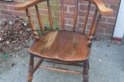 Beechwood Smokers Bow Arm Chair, Turned Spindle Back Arm Chair