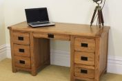 Rustic Oak Large Pedestal Desk