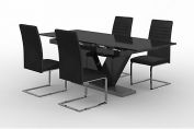 Noir Extending Dining Table & 4 Alcora Chairs
