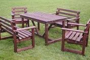 Garden table and chair set in mahogany finish