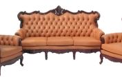 Queen Anne Leather and Rosewood Sofa set
