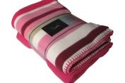 Duets Striped Fleece Throw, Pink