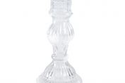 Aged clear glass candlestick - Large