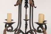 SUPERB FRENCH ANTIQUE 4 BRANCH PAINTED IRON CHANDELIER