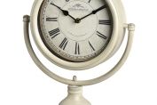 Vintage Style Cream Metal Shelf or Mantel Clock