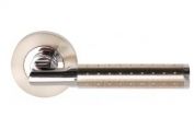 Dale Hardware Aura Satin Nickel/Polished Chrome Lever on Rose Door Handle