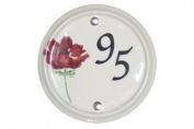Ceramic White Round Wild Poppy Number (WC49)