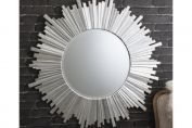 Herzfeld Round Silver Sunburst Wall Hanging Mirror