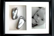 Baby Casting Kit Set Black Photo Frame, Silver Hand Foot Casts